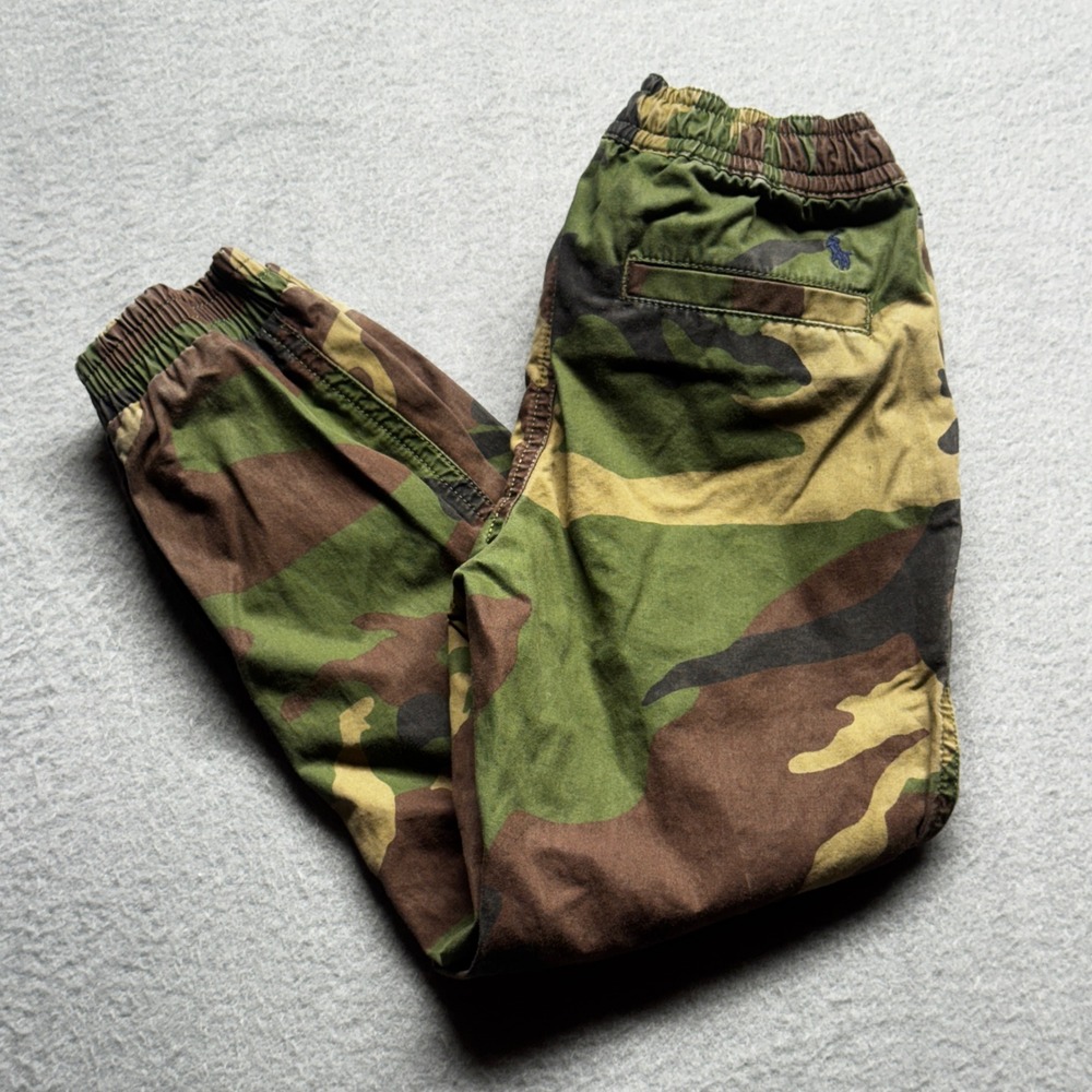 Polo Ralph Lauren Boys Camo Jogger Pants Size 4 4T Cotton Woodland Camouflage